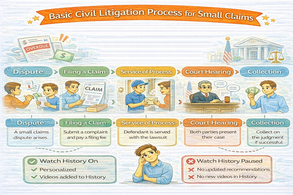 소액 분쟁 발생 시 기본 민사 절차 흐름 인포그래픽