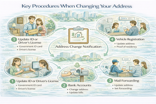 주소 변경 시 반드시 함께 해야 하는 행정 절차 흐름 정리 이미지